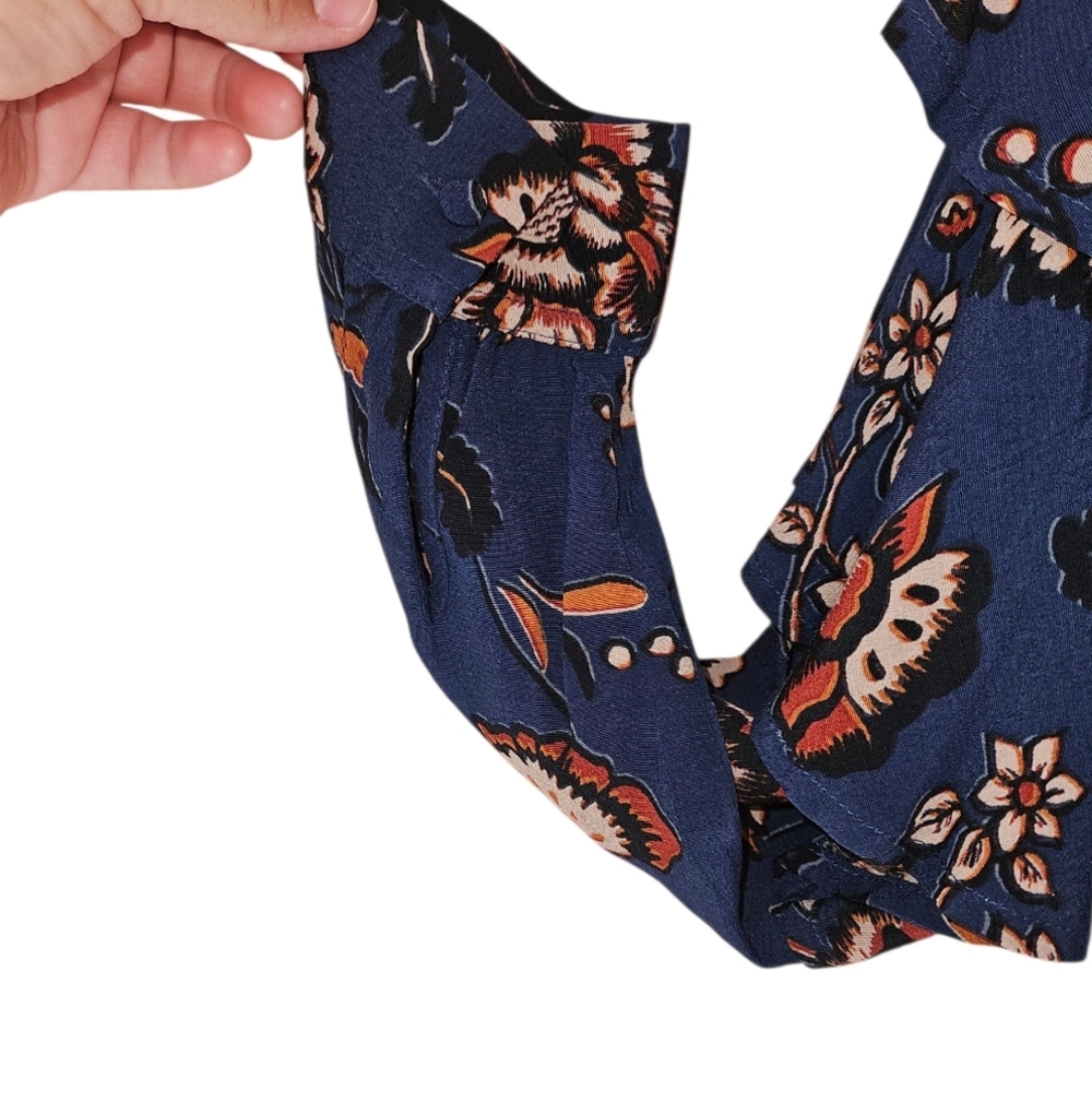 Sanctuary Tilly Flounce Sleeve Blouse, Oversized Size XS, Blue Life, NWT - Picture 5 of 10